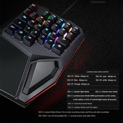 One Handed Razer Grade Quiet Xbox Gaming Keyboard RGB Luminescence