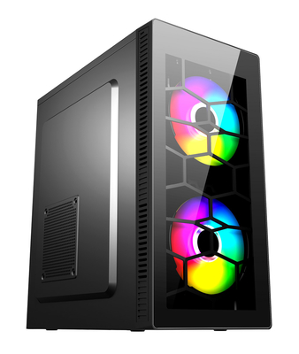 ETEK Gaming Computer Case MATX 2 Big RGB Fans On Front Panel  Fan On Side Pandel Available Support OEM ODM