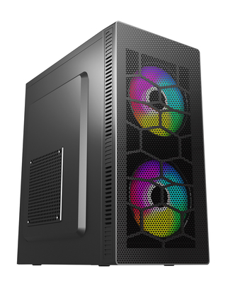 ETEK Gaming Computer Case MATX 2 Big RGB Fans On Front Panel  Fan On Side Pandel Available Support OEM ODM