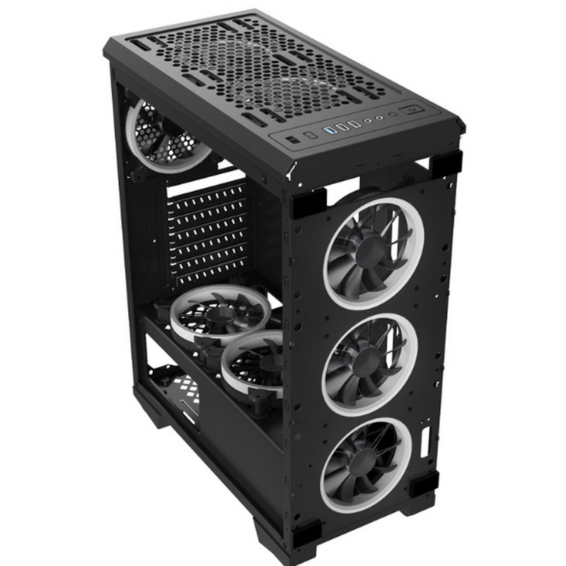Desktop Computer Case Gaming Case RGB Fan With Glass Panel Front Iron Net Panel ATX Case