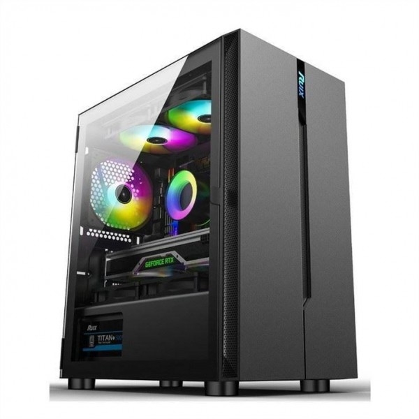 ETEK Computer Case - Openable left panel Power Supply Bottom Mount Installable RGB Fans Simple and Generous panel