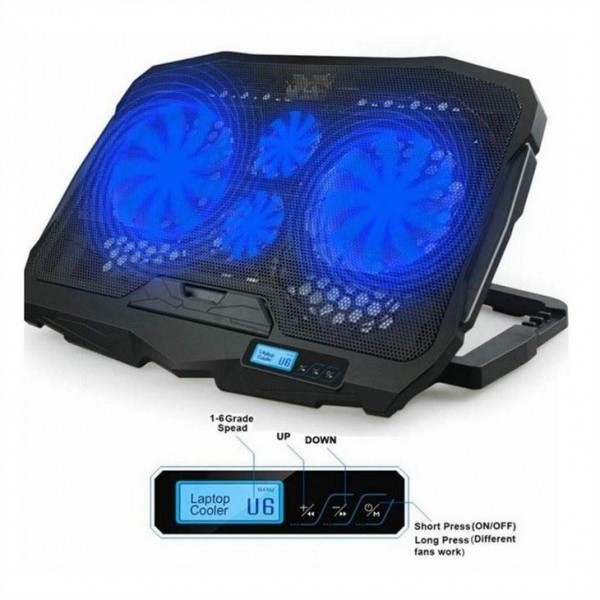 ETEK - Laptop Cooler with Info Screen 4 FANS 17Inch For Big Screen Notebook External Cooling