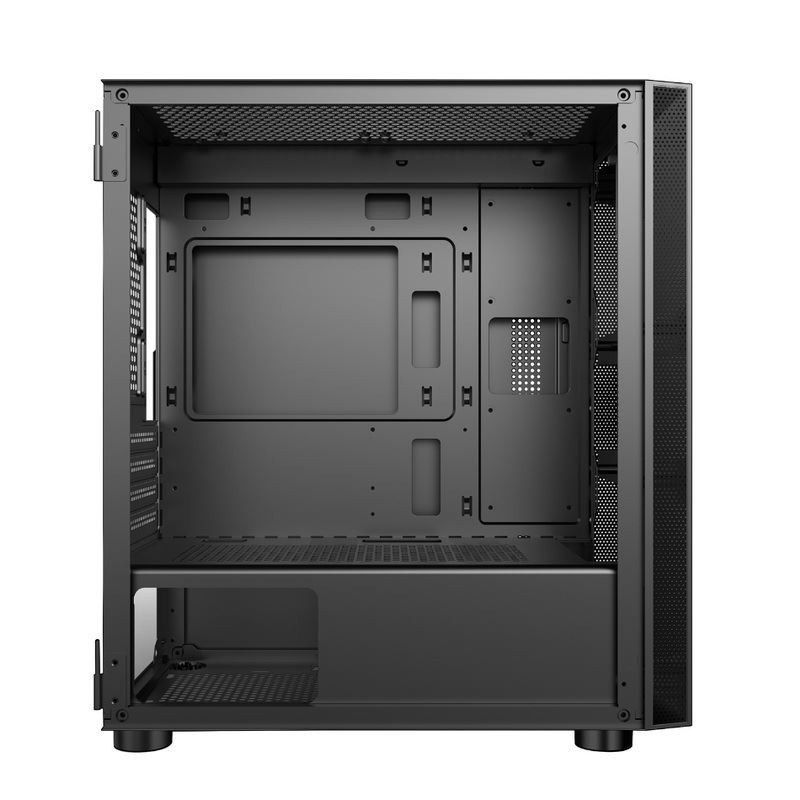 ETEK Computer Case - Cool and Clean Designed, Integrated Stamping Steel Front Panel,Tempered Glass Hinged Swing Doors