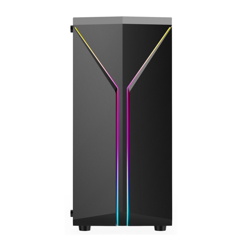 ETEK Stylish Computer Case Symmetrical ARGB LED Strip Tempered Glass Side Panel Top I/O Panel with Magnetic Dust Net
