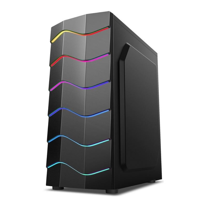ETEK Luminous Computer Case, Wave LED Strip Front Panel, ARGB Light Effect,Support Water-cooled Radiator