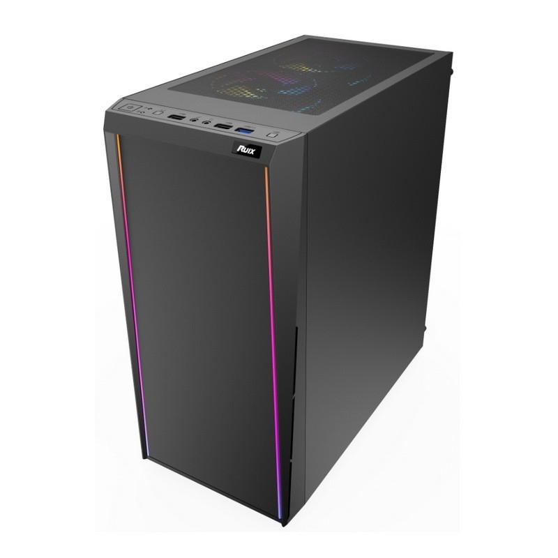 ETEK - Desktop Computer Case ARGB LED Strip on the front panel,Tempered Glass on Side Panel Top I/O Panel