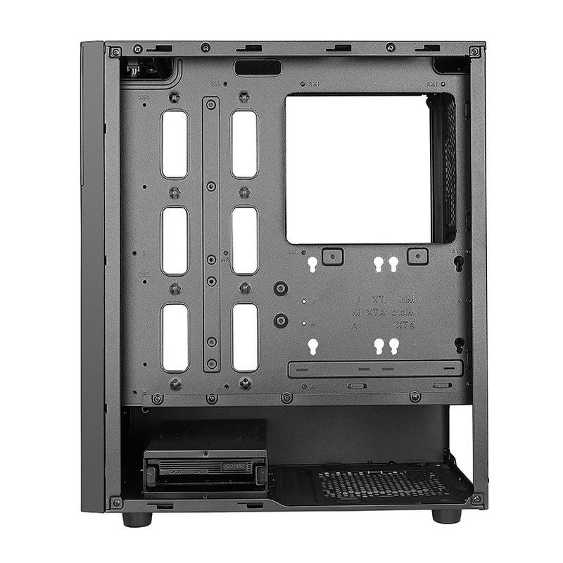 ETEK - PC Mid Tower Case Irregular and Mesh Front Panel with ARGB LED Strip,Tempered Glass Side Panel, Top I/O Panel