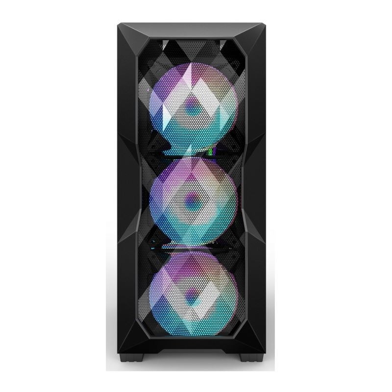 Airflow ARGB Computer Case Airflow ATX Mid-Tower with Polygonal Mesh Front Panel which support three 12cm ARGB Lighting