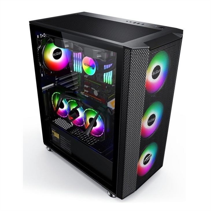 Computer Case with Magnetic Design Dust Filter Supports 6 Fans ATX Mid-Tower PC Gaming Case Glass Side Panel Cable Manag