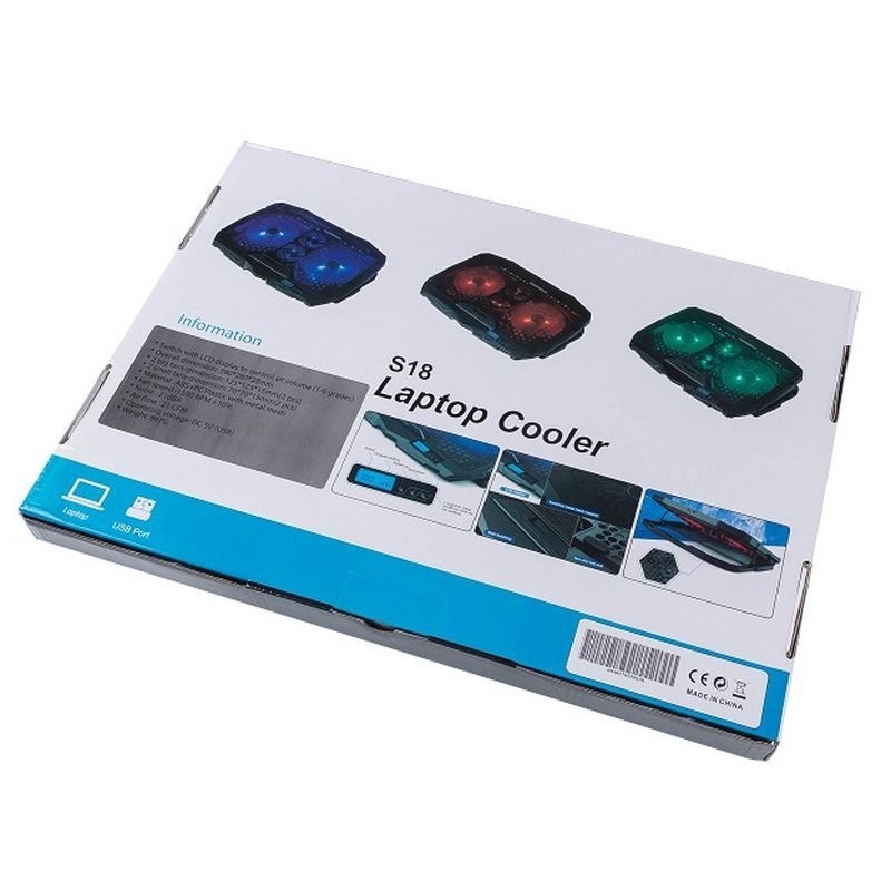 ETEK - Laptop Cooler with Info Screen 4 FANS 17Inch For Big Screen Notebook External Cooling