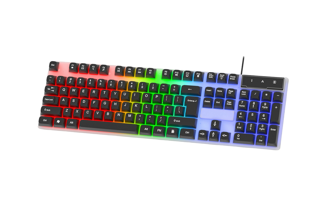 104 Keys Full-size Gaming Keyboard easy To Carry  Cool LED Rainbow Backlight All FN+F1-F12 Keys