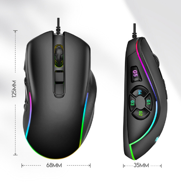 12800 DPI 10 Programmable Keys  Mouse 12 Lighting Modes Compatible With Multiple Systems For Gamers Professionals Etc