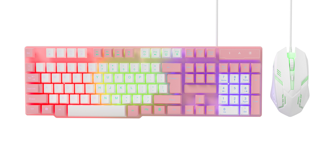 Compact And Portable Featuring Rainbow Static Lighting And High end Carbon Film 2-in-1 Keyboard And Mouse for Gamers Creatives
