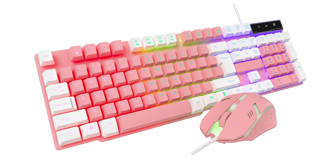 Compact And Portable Featuring Rainbow Static Lighting And High end Carbon Film 2-in-1 Keyboard And Mouse for Gamers Creatives