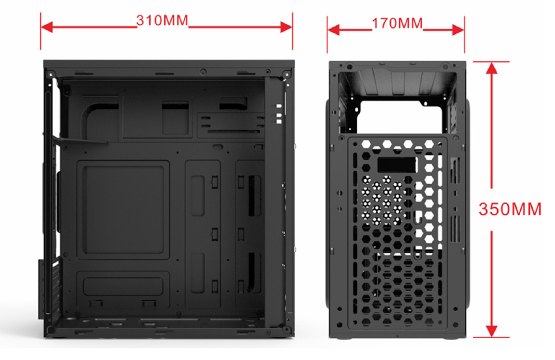 Standard ATX Power Supplies Computer Case With 12cm And 8cm Fan Mounts On The Front Left Side And Rear