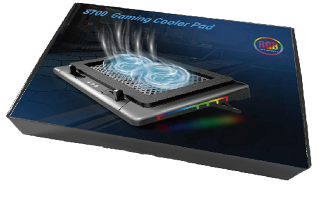 Laptop Cooling Tray With RGB Lighting Two 14cm Fans Running At 1400±10% RPM 7 Levels Of Height Adjustment For Gamers DIY Enthusiasts