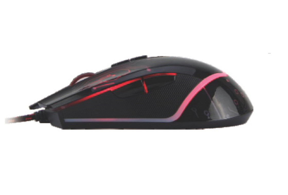 6D Button Mouse With USB Braided Cable Classic Black Design Compatible With Multiple Systems. Eco-friendly PE Bag Packaging