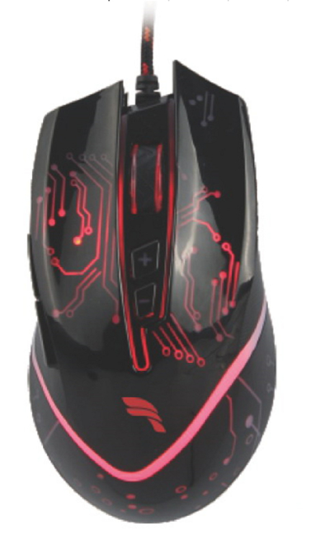6D Button Mouse With USB Braided Cable Classic Black Design Compatible With Multiple Systems. Eco-friendly PE Bag Packaging
