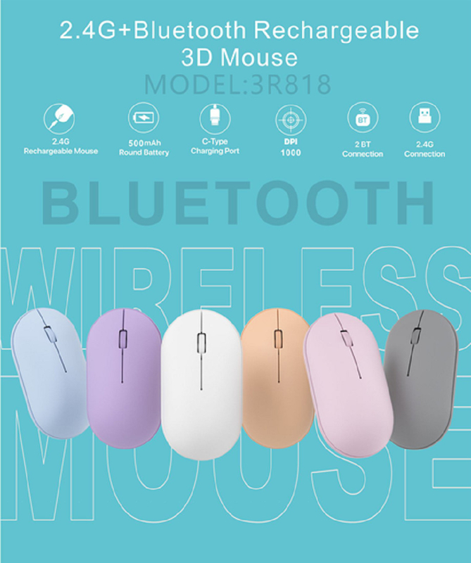 Scissor-foot Keyboard And Ergonomic Mouse Both With 500mAh Battery Bluetooth 3.0/2.4G Wireless Connectivity 1200 DPI