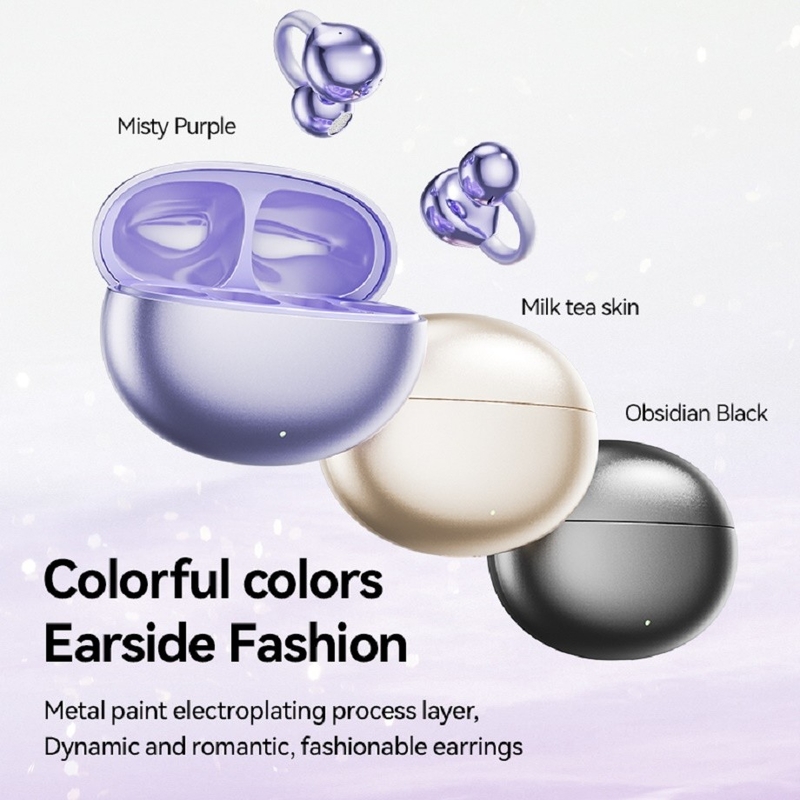 BT 5.4 3D Ergonomic Design Bluetooth Headphone Earphone Up To 5 Hours Per Call Uniform Pressure In Misty Purple Milk Tea Skin Obsidian Black
