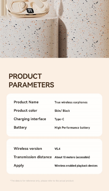 Bluetooth 5.4 Headphone Earphone  4-5 Hours Per Charge 600mAh Case 4.8g Each 2.8×2.5×1.8cm Optimized Mic Dynamic Colors