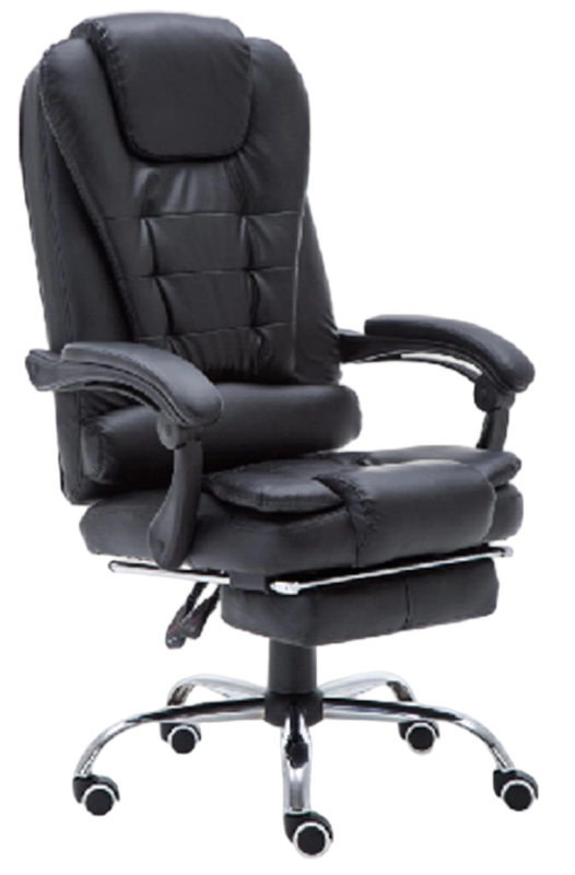 Ergonomic Gaming Desk Chair With 100mm Pneumatic Rod 350mm Chrome Base Footrest PU Leather High-density Foam Multi-position Backrest