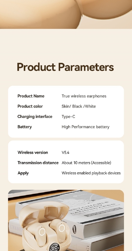 Bluetooth Headphone Earphone 5.4 4-5 Hours Per Charge 600mAh Case 4.8g 2.8×2.5×1.8cm Optimized Mic Dynamic Colors