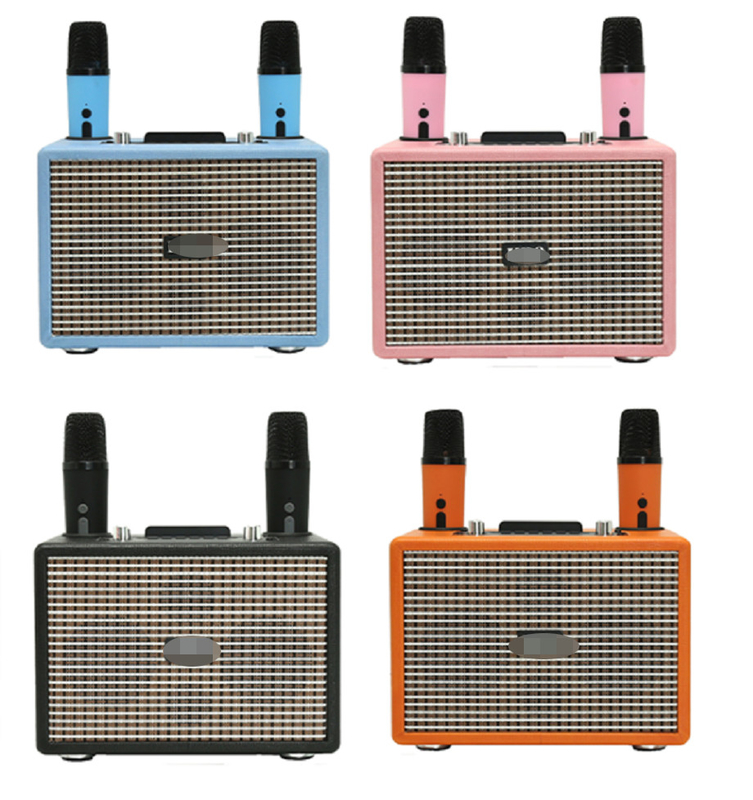 ETEK Dual LTK53101 Amplifiers with 3-inch Full-Range Speakers 40mm Tweeter and Dual Wireless Mics Home Karaoke Speaker