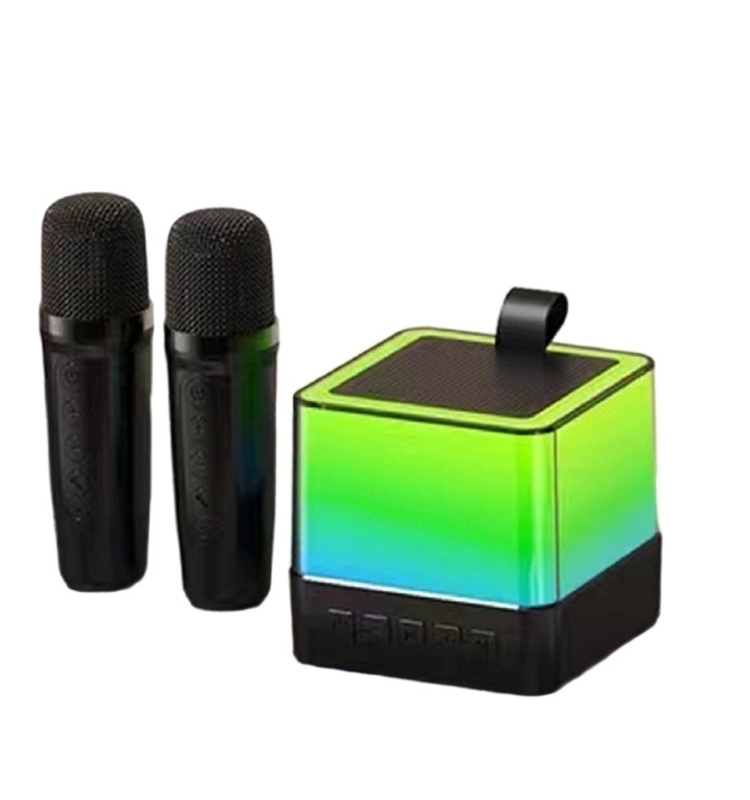 Multi-Color LED Mini Cube Speaker 89mm Sound Perfect for Parties and Karaoke in Black/White/Pink