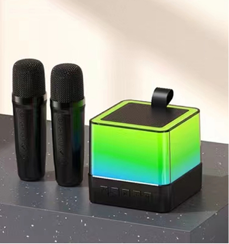 Multi-Color LED Mini Cube Speaker 89mm Sound Perfect for Parties and Karaoke in Black/White/Pink