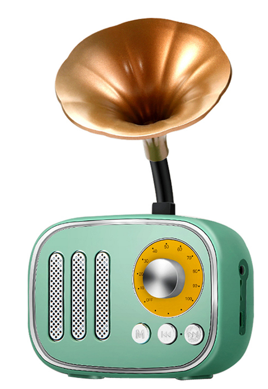Bluetooth Speakers Supports Bluetooth AUX TF Card And FM Radio Playback 1200mAh Battery Mini Retro Trumpet Design 125 × 66 × 205mm