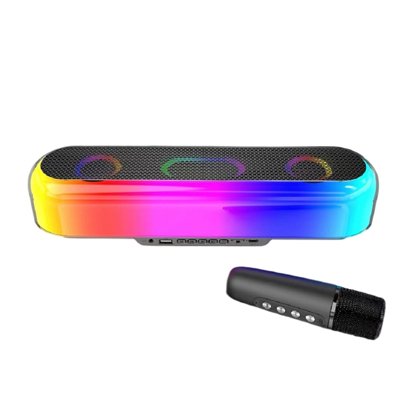 10W RMS Power 52mm Speaker 1500mAh Battery Supports Bluetooth TF Card up To 32GB FM Radio Colorful LED Lights