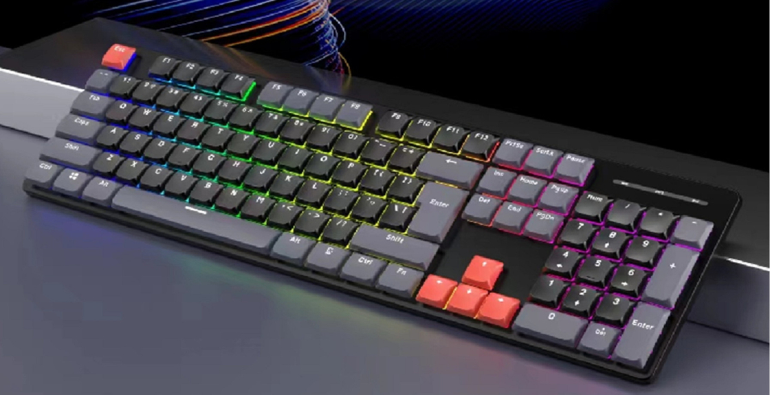 Ergonomic Mechanical Keyboard With TYPE-C Full Keys Anti-ghost And Enhanced Two-Color Injection Molded Floating Keycaps