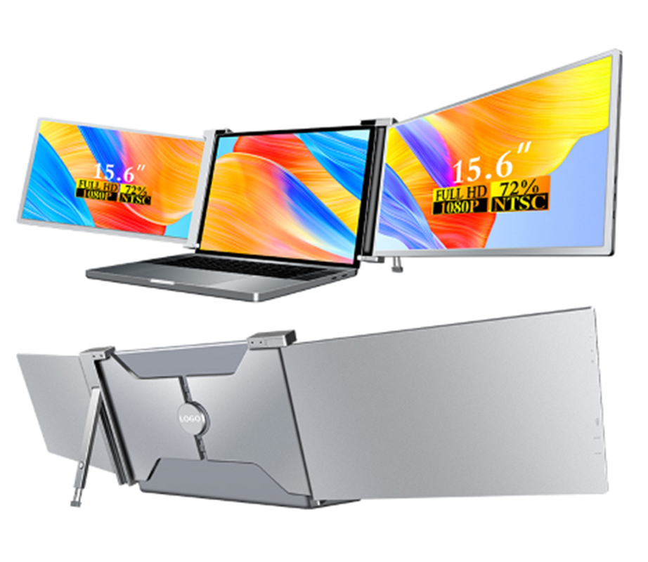 Two 15.6-inch FHD laptop monitor, compatible with laptops from 15.6 to 18.5 inches, 1920*1080 FHD resolution, supports 12 languages