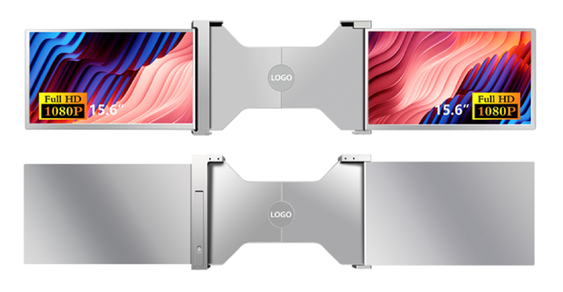 Two 15.6-inch FHD laptop monitor, compatible with laptops from 15.6 to 18.5 inches, 1920*1080 FHD resolution, supports 12 languages