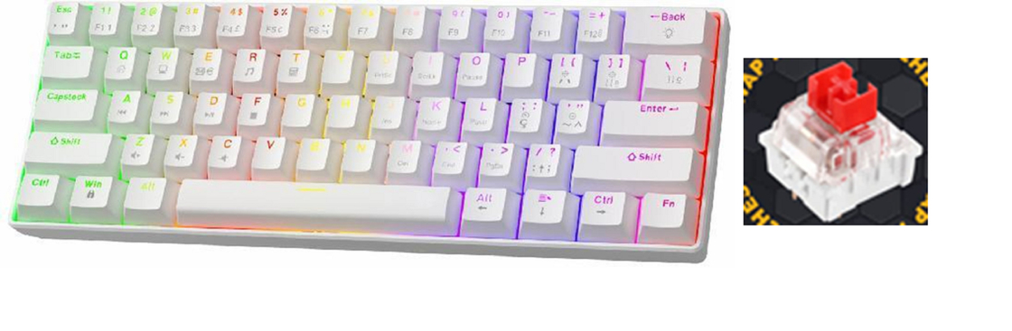 Compact 68-Key Mechanical Keyboard with Customizable RGB Backlight, Hot-Swappable Switches, and USB Connectivity