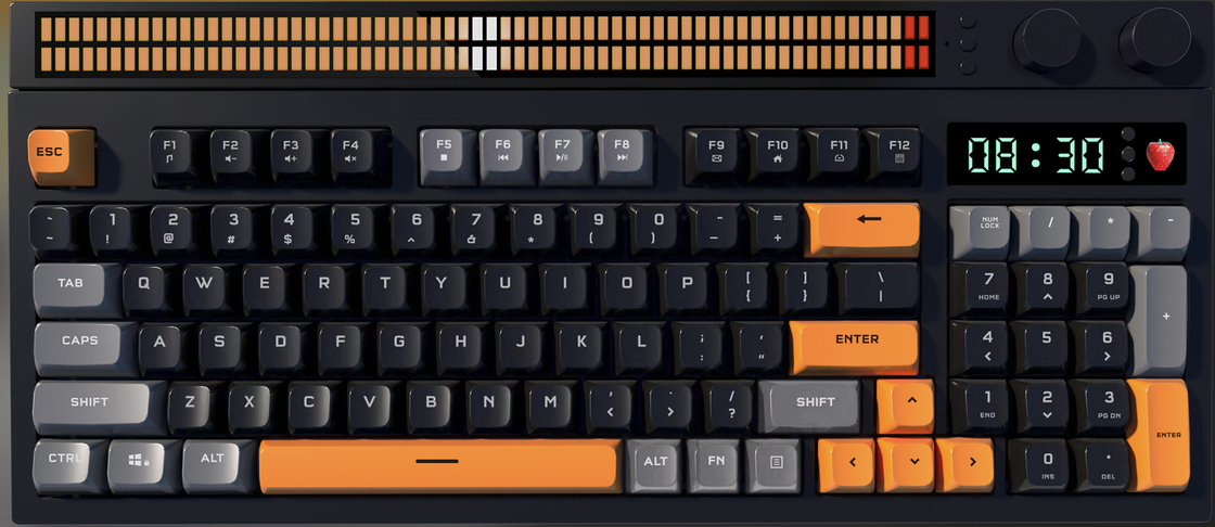 Multimode Keyboard is a high-end keyboard with triple mode, knob control, RGB lighting, tomato alarm clock, and ergonomic design