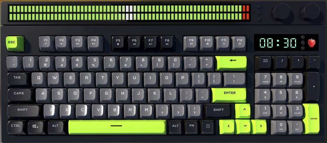 Multimode Keyboard is a high-end keyboard with triple mode, knob control, RGB lighting, tomato alarm clock, and ergonomic design