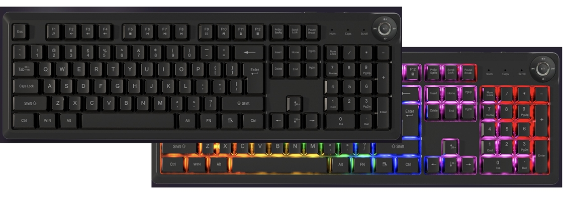 Ultra Slim Portable FN Multimedia Membrane Keyboard 448*143*32mm 610g Net Weight ABS Black Keycaps Silver Membrane