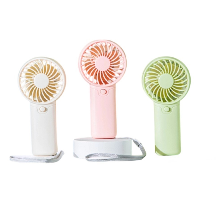 AAA Battery Handheld Fan 2W ABS Body 6*3.7*12.5cm Size 53.7g Lightweight With Lanyard Green Red White