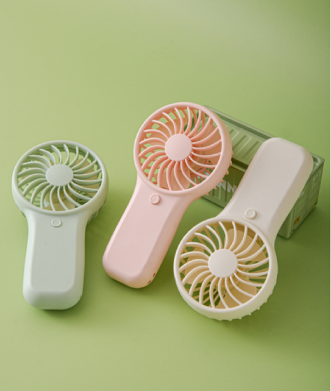 Portable AA Battery Handheld Fan 2W Power 3V Voltage Single-speed Mode Includes Lanyard White Green Pink