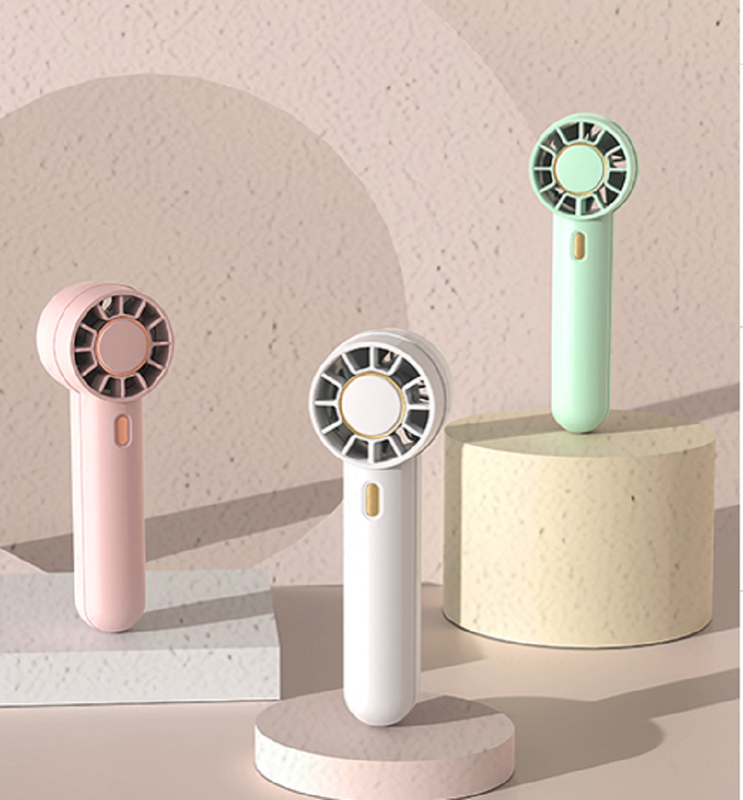 ABS Materials 3-Speed Type-C Rechargeable Mini Fan 6H Runtime 1200mAh Battery White Green Pink