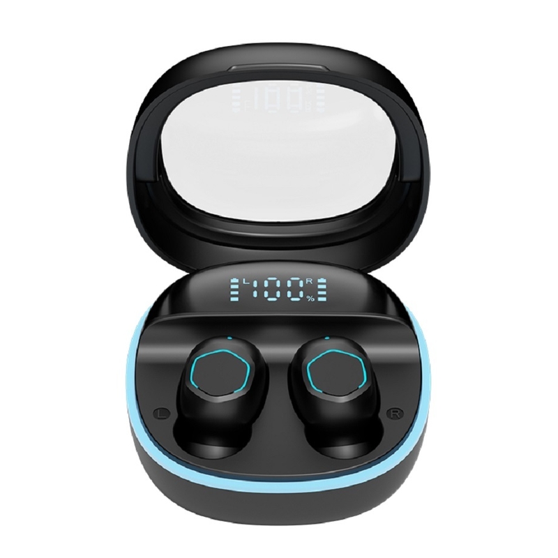 ETEK Transparent-Lid LED Display Wireless Earphones,BT 5.3 Touch-Control Earphone,F10 speaker(black,white,complexion, purple)