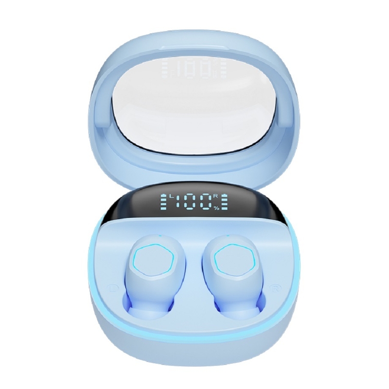 ETEK Transparent-Lid LED Display Wireless Earphones,BT 5.3 Touch-Control Earphone,F10 speaker(black,white,complexion, purple)