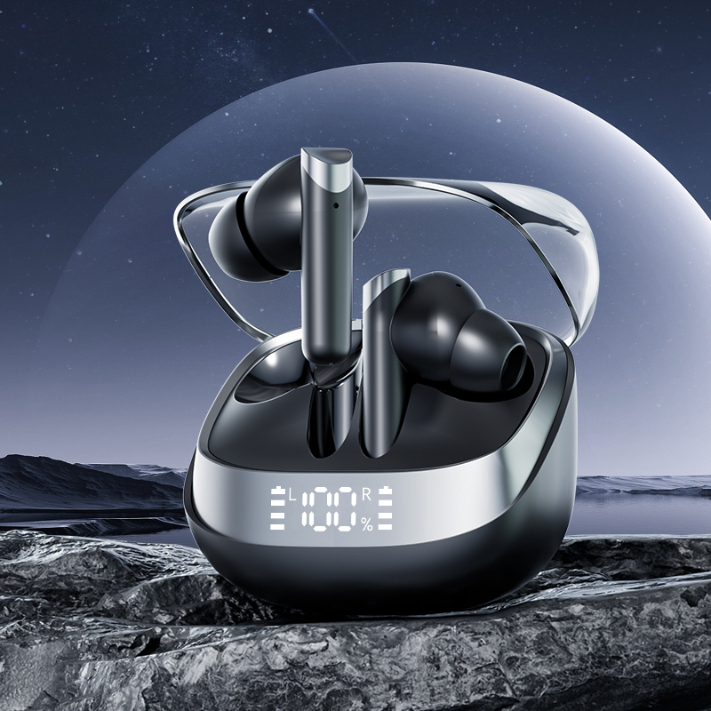 ETEK Wireless Earphones Bluetooth 5.4 ANC Earphone F10 Copper Ring Speaker 300mAh Case Black White Complexion