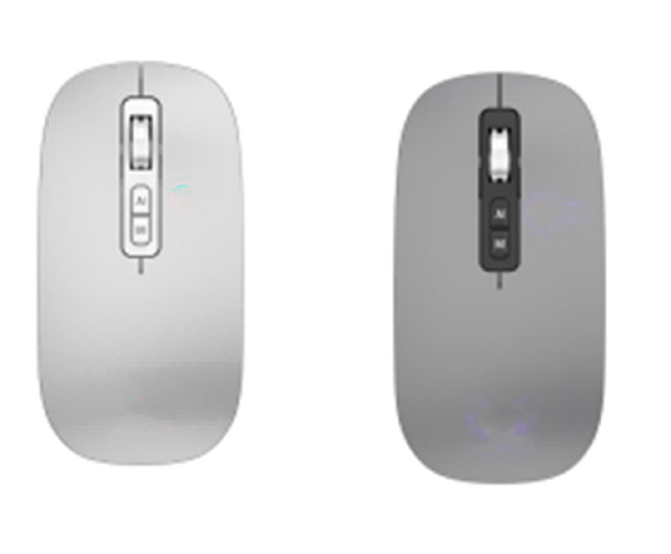 This 2.4G wireless and Bluetooth AI mouse offers adjustable DPI settings (800/1200/1600),Transparent/silver/grey