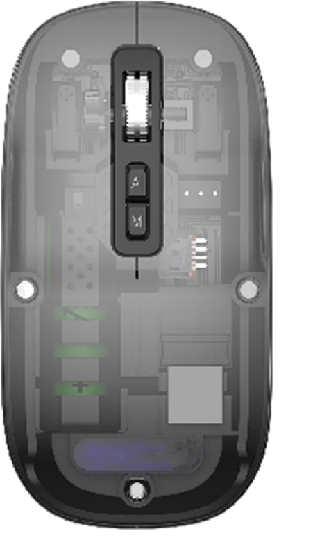 This 2.4G wireless and Bluetooth AI mouse offers adjustable DPI settings (800/1200/1600),Transparent/silver/grey