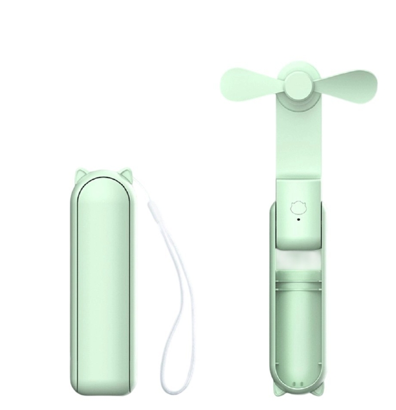 Green ABS Fan With Electronic Components 1200mAh Battery 7-10H Runtime 3-speed Adjustment 5W Output 132g Lightweight