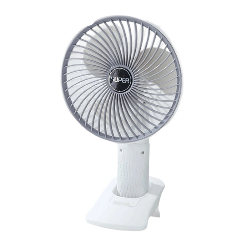 4-in-1 Multi-Position Gray Fan Clip Hang Stand Handheld Two Versions Battery Fan With 3-speed,direct-plug Fan With 1-speed