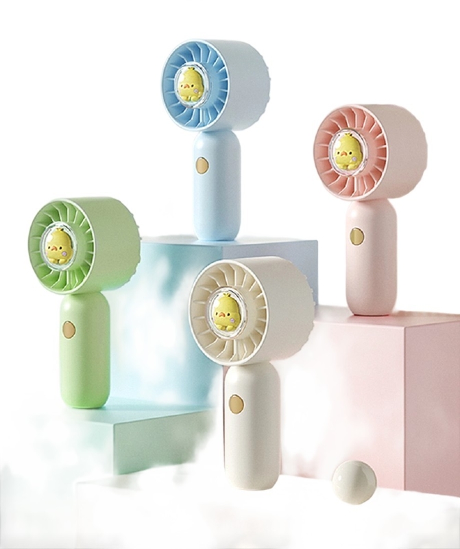 3-speed Portable Fan with Lany, 500mAh battery, Type-C fast charging,Select fan in white/green/blue/pink.